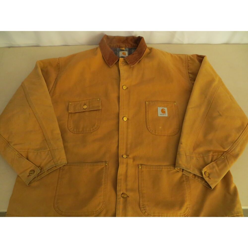 Vintage Carhartt Blanket Lined Chore Coat Duck Canvas Work Jacket USA No Tag